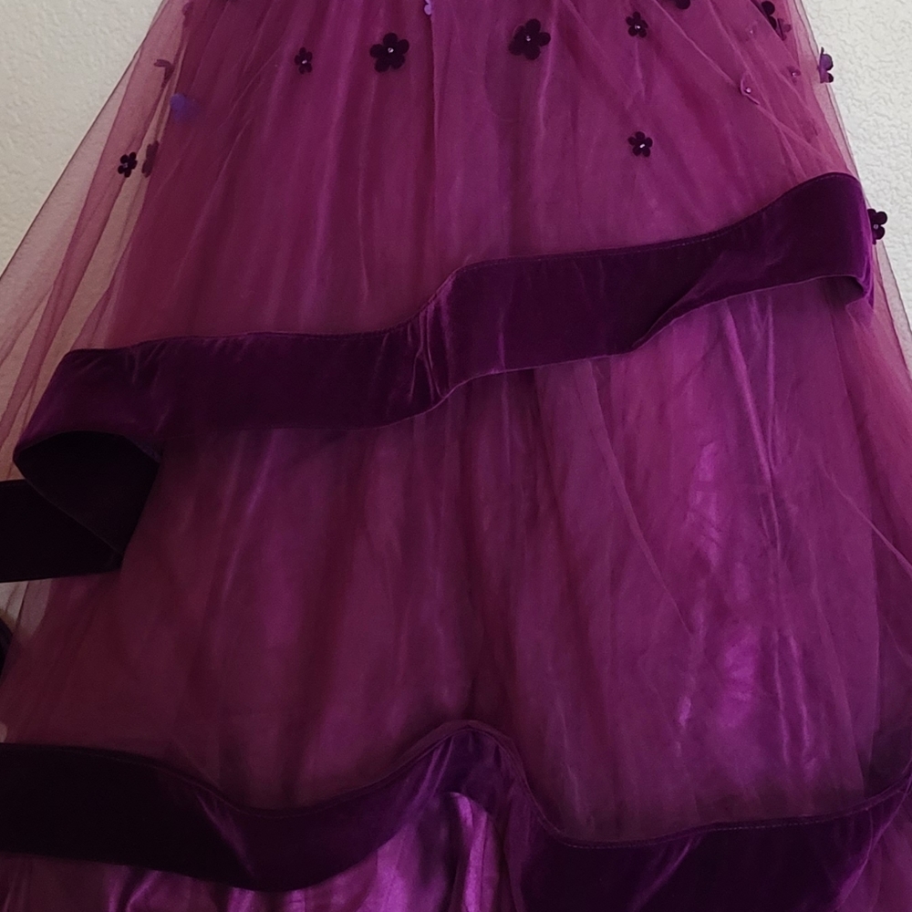 UNWORN. Mac Duggal Plum Bustier Velvet Ballgown - Picture 7 of 13